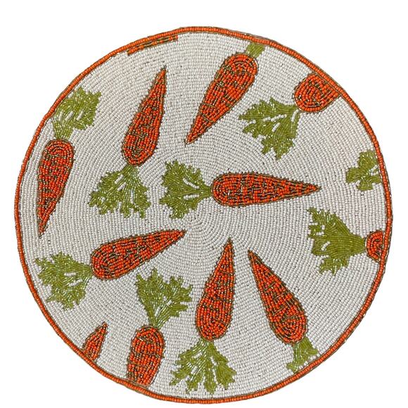 RACHEL ZOE Easter Carrot Rachel Zoe Beaded Placemat Charger 15" NEW - Picture 1 of 4